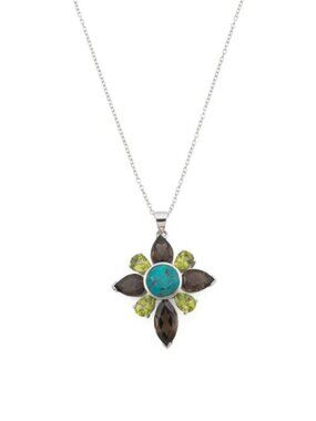 ELEMENTS Sterling Silver Multi Gemstone Cross Necklace